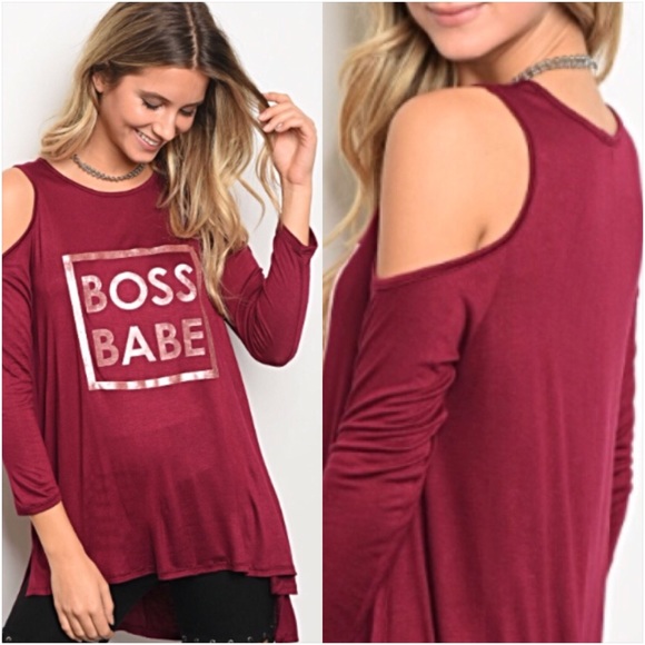 Tops - Boss Babe Cold Shoulder Flowy Tunic Tee S